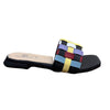 Trendy Multicolor Woven Strap Slip-On Sandals