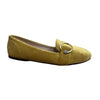 Luxurious Mustard Velvet Loafers with Metal Buckle