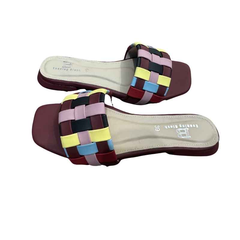 Maroon Woven Slip-On Sandals