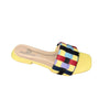 Vibrant Yellow Multicolor Woven Slip-On Sandals